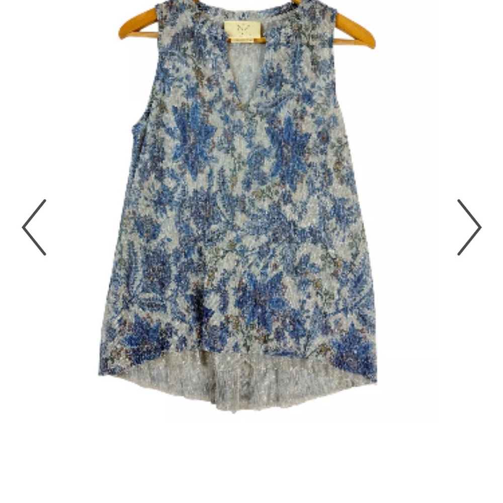 Anthropologie Vanessa, Virginia lurex woven Shimmering Silver top GORGEOUS New